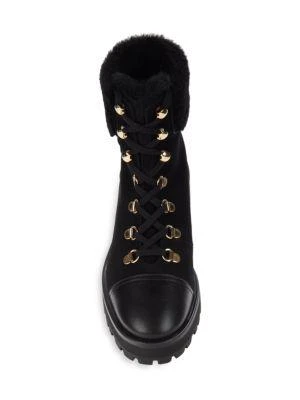 商品Stuart Weitzman|Alpine Leather & Suede Shearling Combat Boots,价格¥1287,第5张图片详细描述