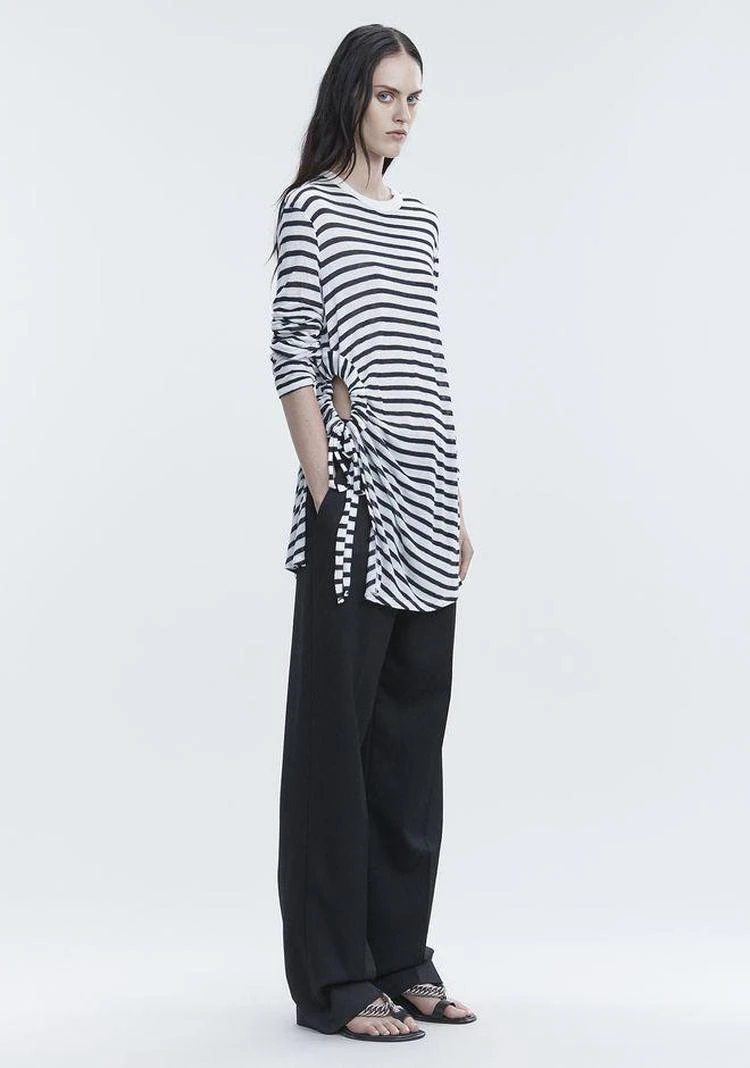商品Alexander Wang|STRIPED LONG SLEEVE CUTOUT TEE,价格¥528,第1张图片