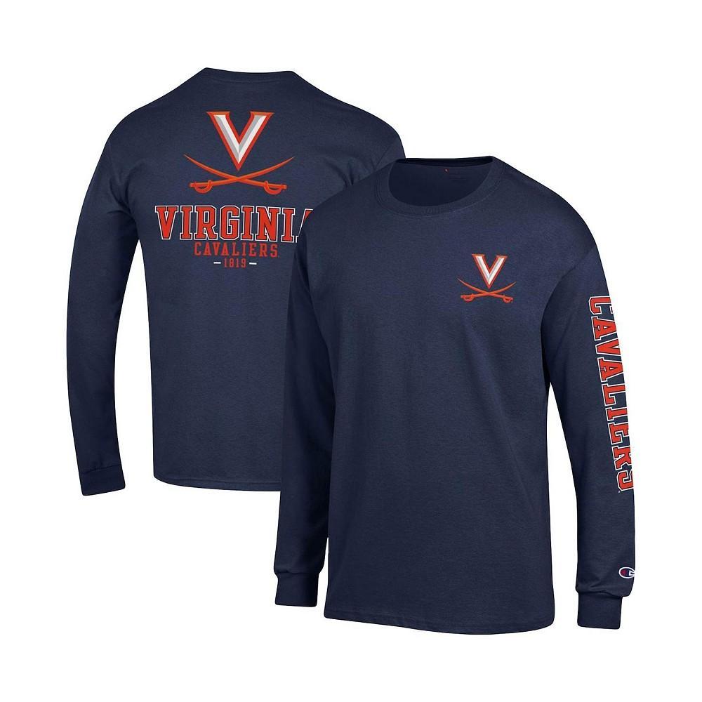 商品CHAMPION|Men's Navy Virginia Cavaliers Team Stack Long Sleeve T-shirt,价格¥230,第1张图片