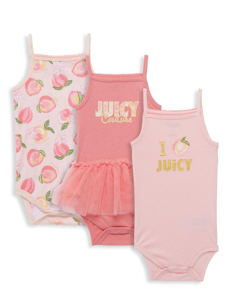 商品Juicy Couture|​Baby Girl’s 3-Piece Peach Logo Bodysuit Set,价格¥147,第1张图片
