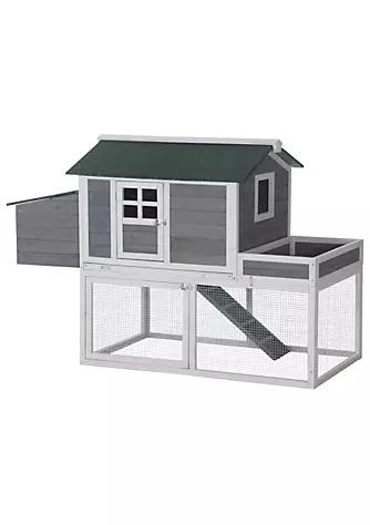 商品belk|63 Chicken Coop Wooden Chicken House Rabbit Hutch Poultry Cage Hen Pen Backyard With Garden Box Run Area Nesting Box Grey,价格¥2461,第1张图片