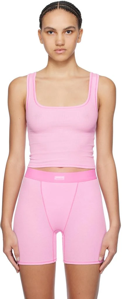 商品SKIMS|Pink Cotton Rib Tank Top,价格¥261,第1张图片