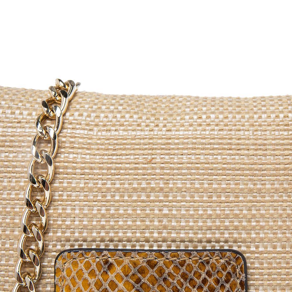 商品[二手商品] Michael Kors|Michael Kors Cream Raffia and Python Embossed Leather Sloan Shoulder Bag,价格¥788,第7张图片详细描述