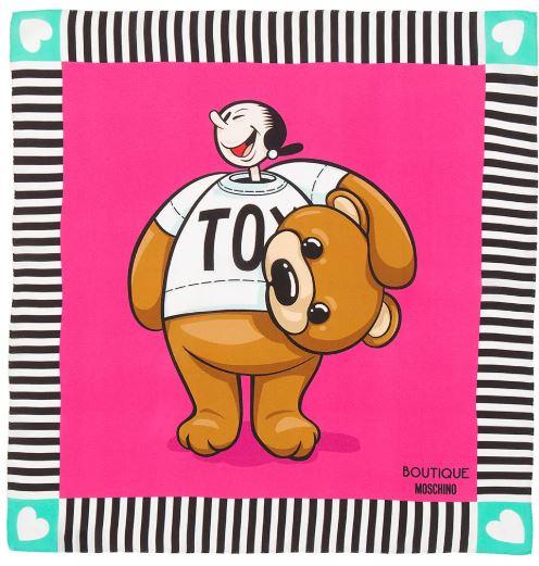Moschino莫斯奇诺  橄榄玩具熊方块围巾 - 粉色商品第1张图片规格展示