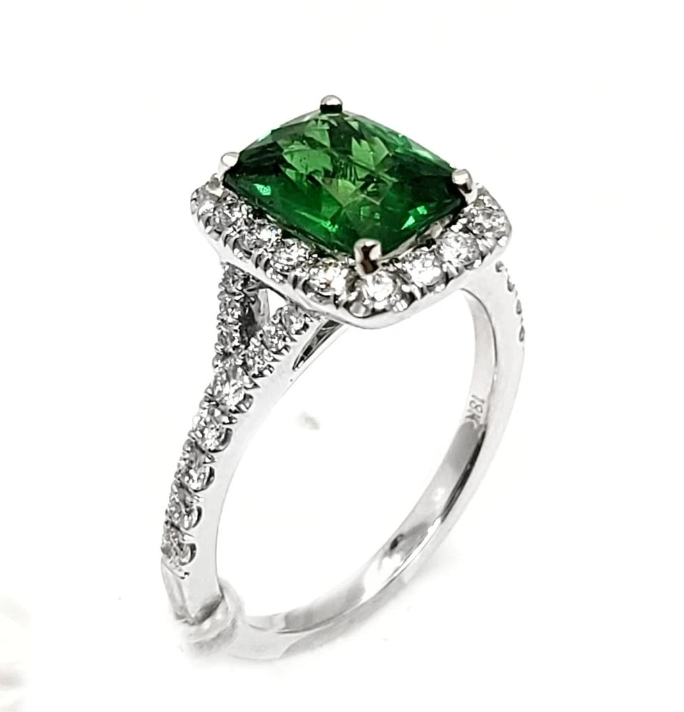 商品Andreoli|18K White Gold Tsavorite and Diamond Ring, Size 6,价格¥67933,第1张图片