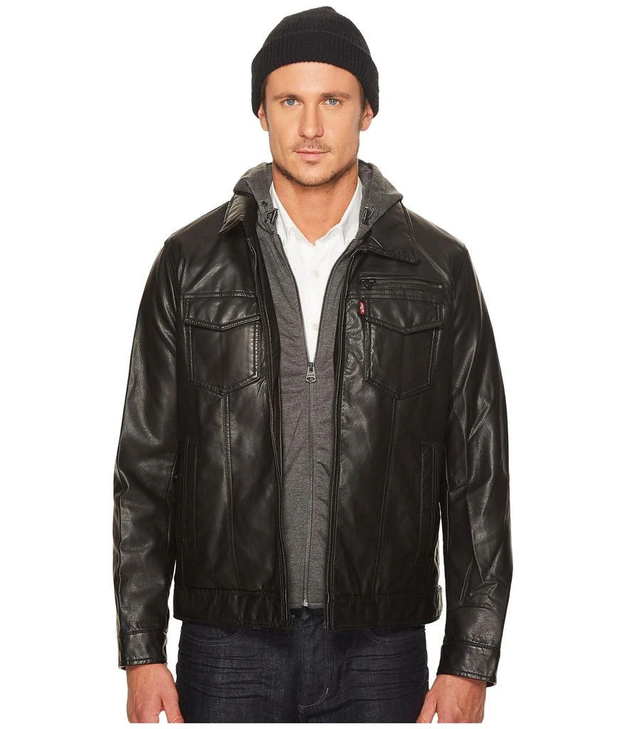商品Levi's|Faux Leather Trucker with Jersey Hood and Fleece Lining,价格¥869,第5张图片详细描述