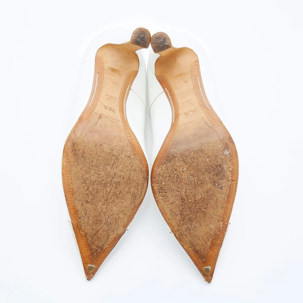 Louis Vuitton White Leather Metal Cap Pointed Toe Pumps Size 36.5 商品