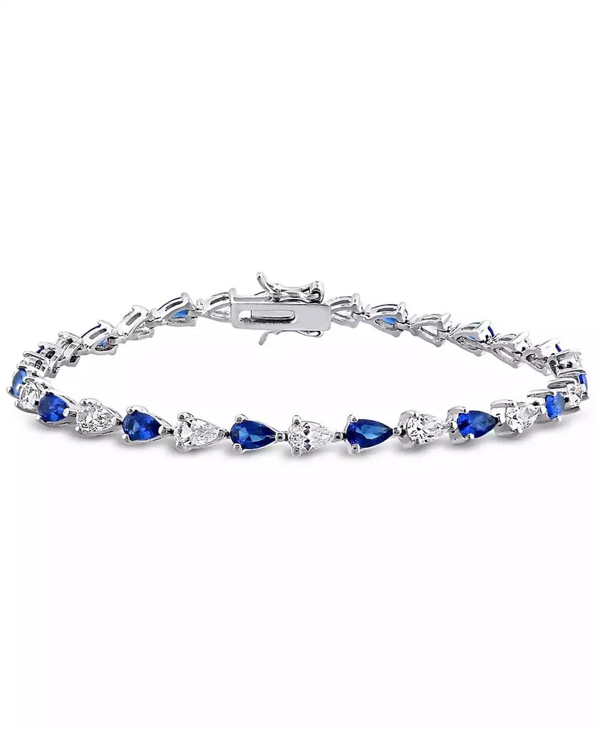 商品Macy's|Lab-Grown Blue Sapphire (5-1/4 ct. t.w.) & Lab-Grown White Sapphire (5-1/4 ct. t.w.) Link Bracelet in Sterling Silver,价格¥1929,第1张图片