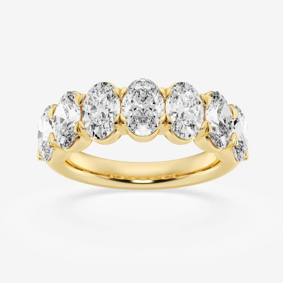 商品Brilliant Diamond|14K Yellow Gold 4 CTTW Oval-Cut LAB GROWN Diamond Seven Stone Anniversary Band (FG,价格¥18059,第1张图片
