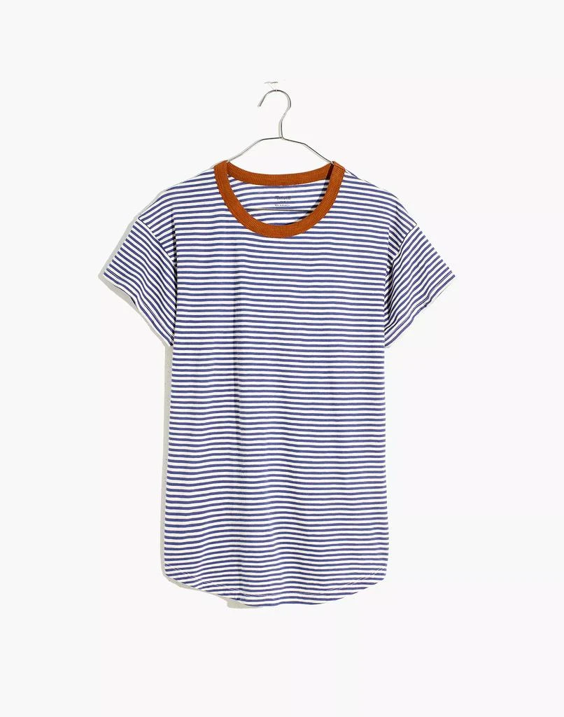 商品Madewell|Whisper Cotton Rib-Crewneck Ringer Tee in Birtie Stripe,价格¥118,第4张图片详细描述