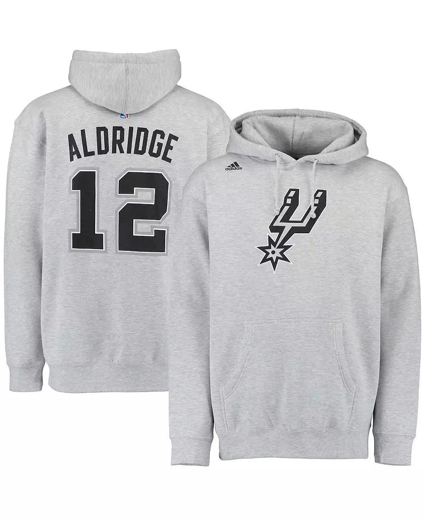 商品Adidas|Men's LaMarcus Aldridge Gray San Antonio Spurs Name and Number Pullover Hoodie,价格¥526,第1张图片