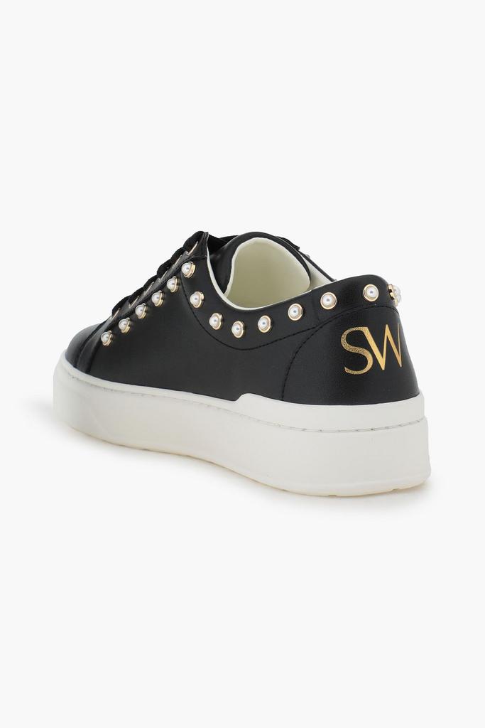 Tillie faux pearl-embellished leather sneakers商品第3张图片规格展示