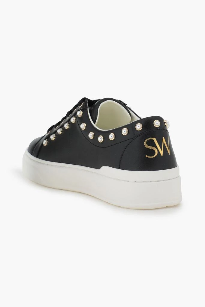 商品Stuart Weitzman|Tillie faux pearl-embellished leather sneakers,价格¥676,第3张图片详细描述