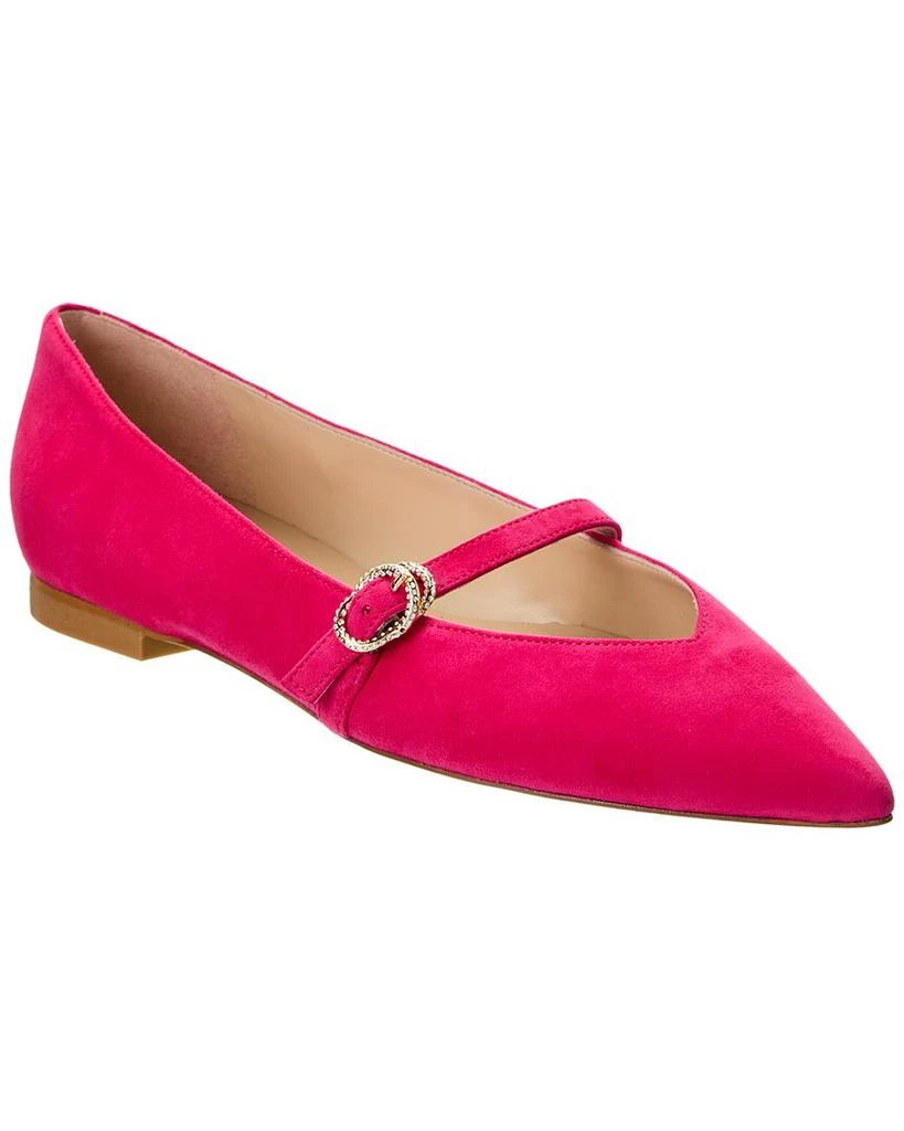 商品Stuart Weitzman|Crystal Buckle Suede Flat,价格¥747,第1张图片