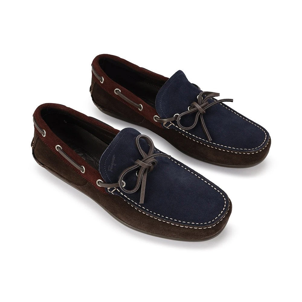 SALVATORE FERRAGAMO 男士棕色蓝色两色拼接乐福鞋 0582736 商品