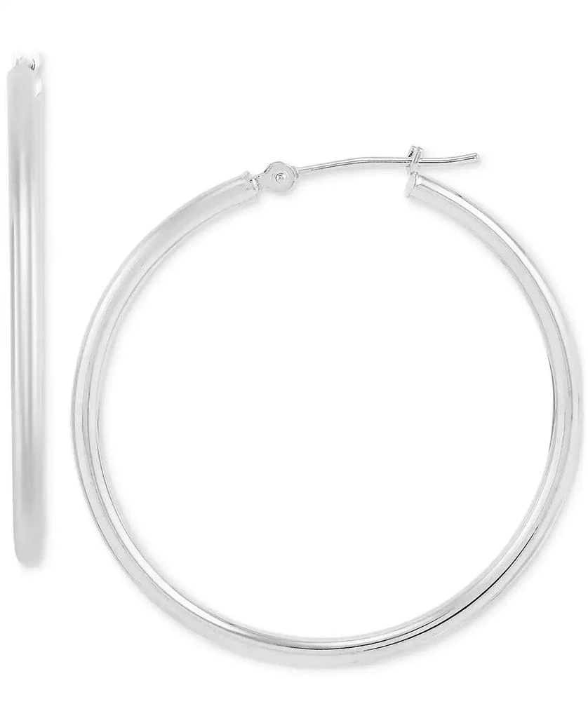 商品Macy's|Polished Classic Tube Medium Hoop Earrings in 14k White Gold, 1-3/8",价格¥5785,第1张图片