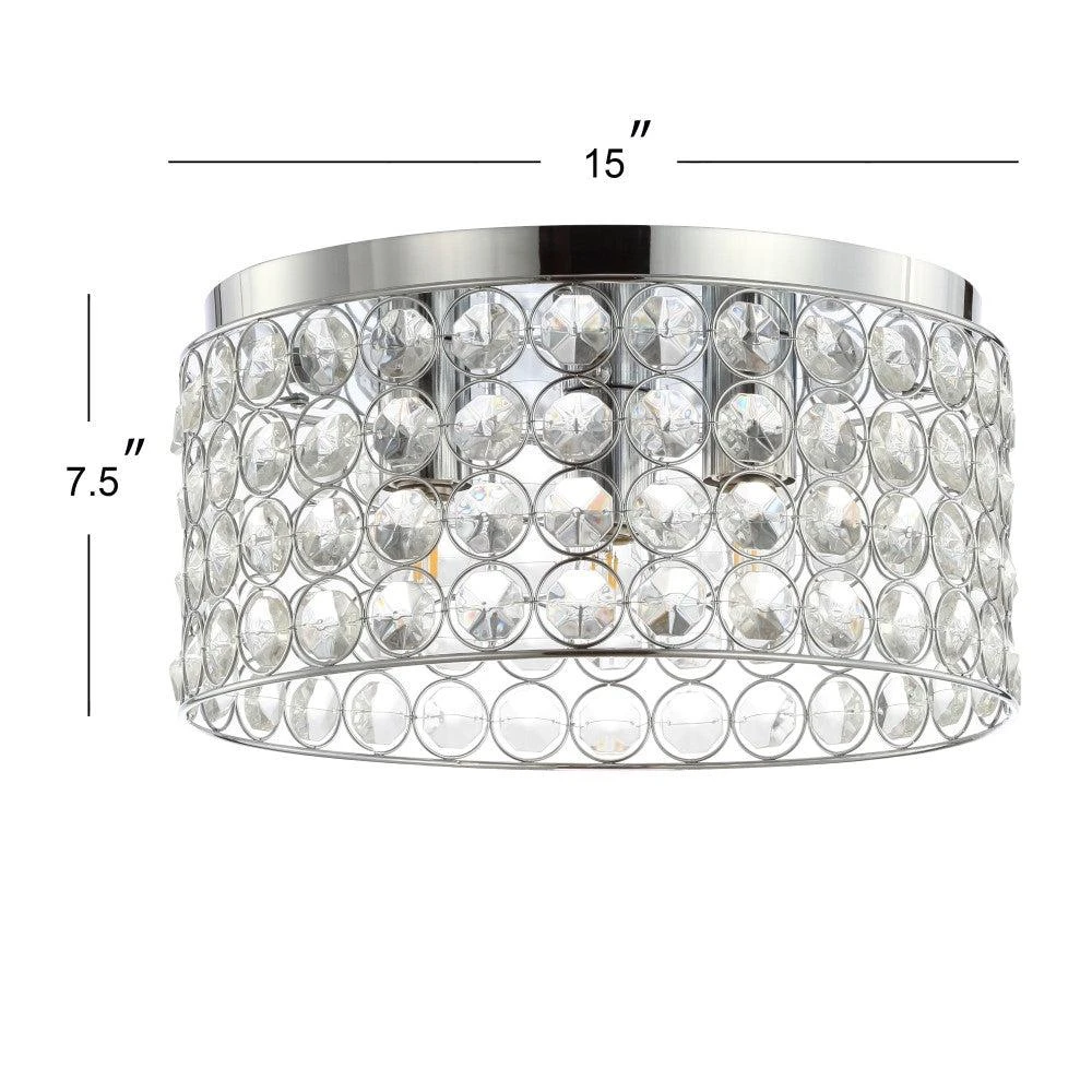 商品JONATHAN Y|Ellen 15" 3-Light Crystal/Metal LED Flush Mount,价格¥1059,第5张图片详细描述