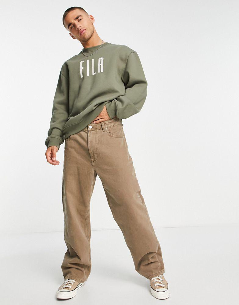 Fila heritage sweatshirt in khaki商品第4张图片规格展示