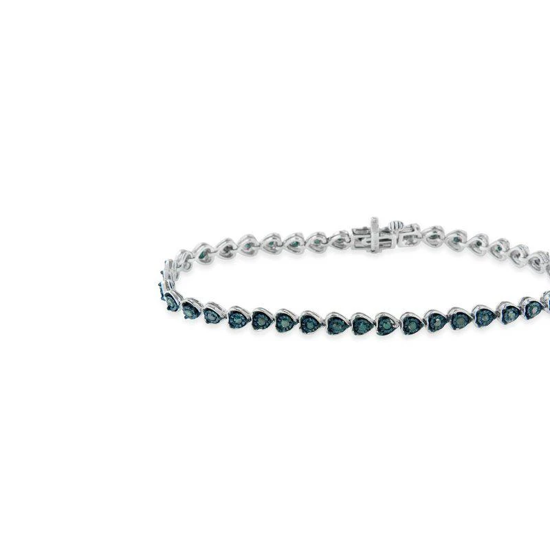 商品Haus of Brilliance|Black Rhodium Over .925 Sterling Silver 1.0 Cttw Miracle Set Diamond Heart-Link 7" Tennis Bracelet,价格¥3639,第2张图片详细描述