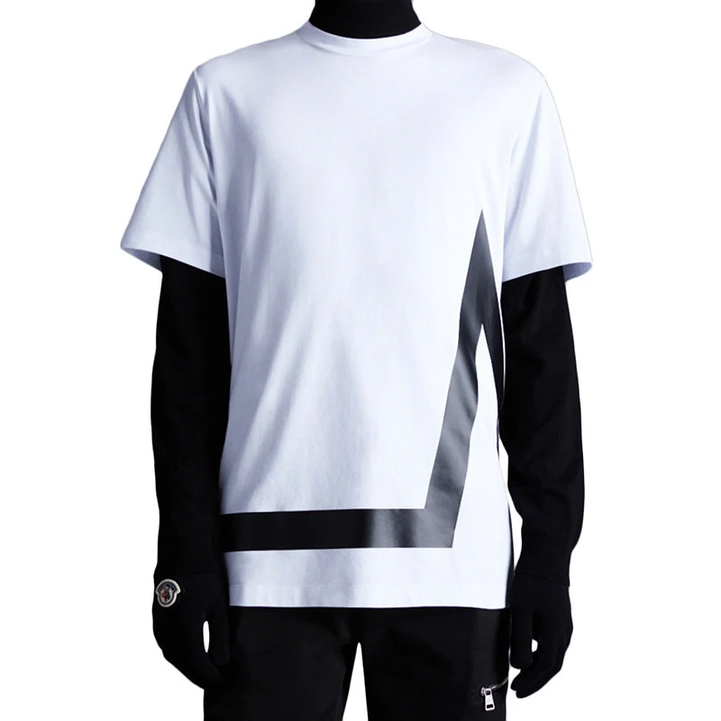 商品Moncler|【预售3-7天】Moncler/蒙克莱 22年秋冬新款 男士光学白色纯棉大M图案短袖T恤H20918C000018390T001,价格¥2280,第6张图片详细描述