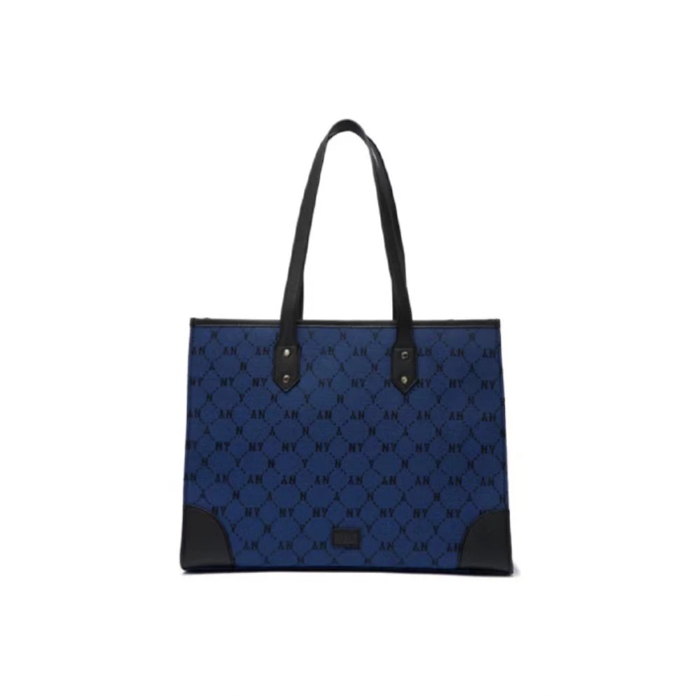 【享贝家】MLB Monogram Tote Bag 复古满印老花系列 NY字母托特包单肩手提包 午夜蓝色 3AORL021N-50BLD 商品