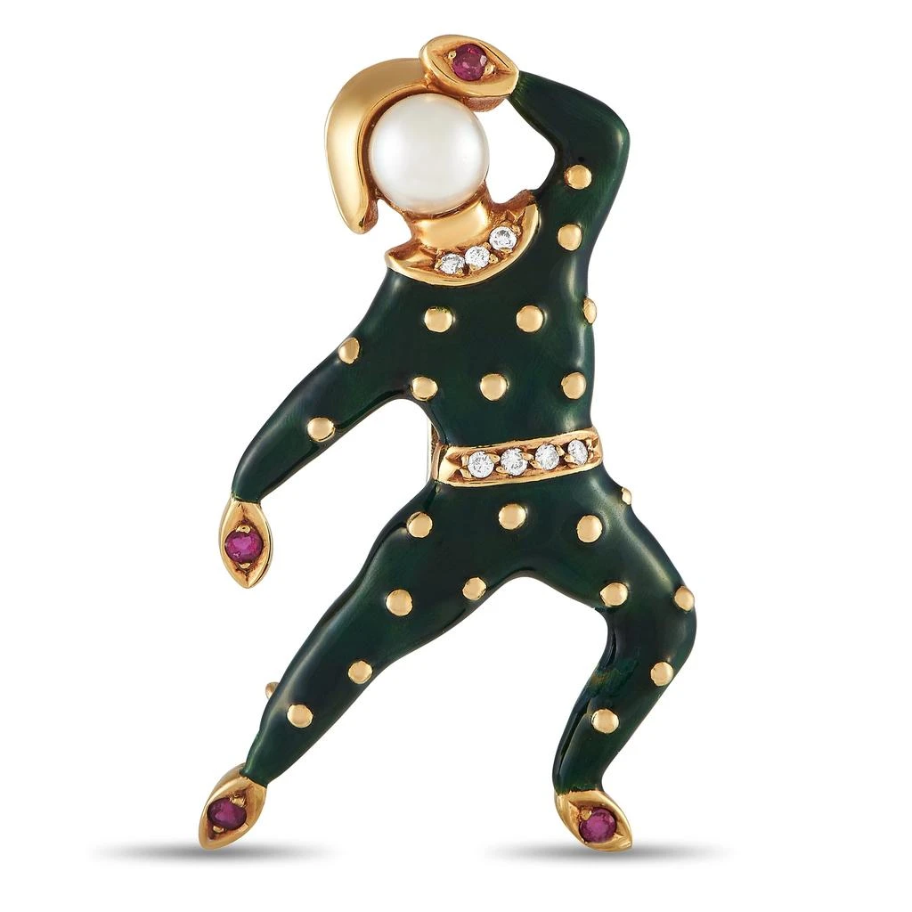 商品[二手商品] Non Branded|LB Exclusive 18K Yellow Diamond, Ruby, Pearl, and Emerald Harlequin Brooch,价格¥10123,第2张图片详细描述