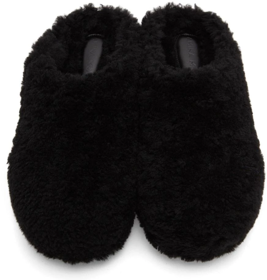 商品Amina Muaddi|Black Shearling Giuly Slippers,价格¥2436,第5张图片详细描述