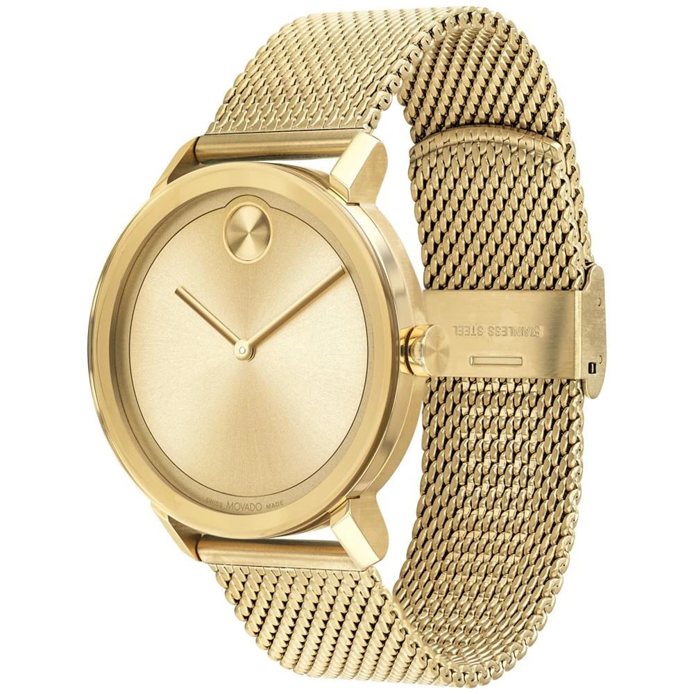 商品Movado|Men's Swiss Bold Gold-Tone Ion-Plated Stainless Steel Mesh Bracelet Watch 40mm,价格¥5174,第2张图片详细描述