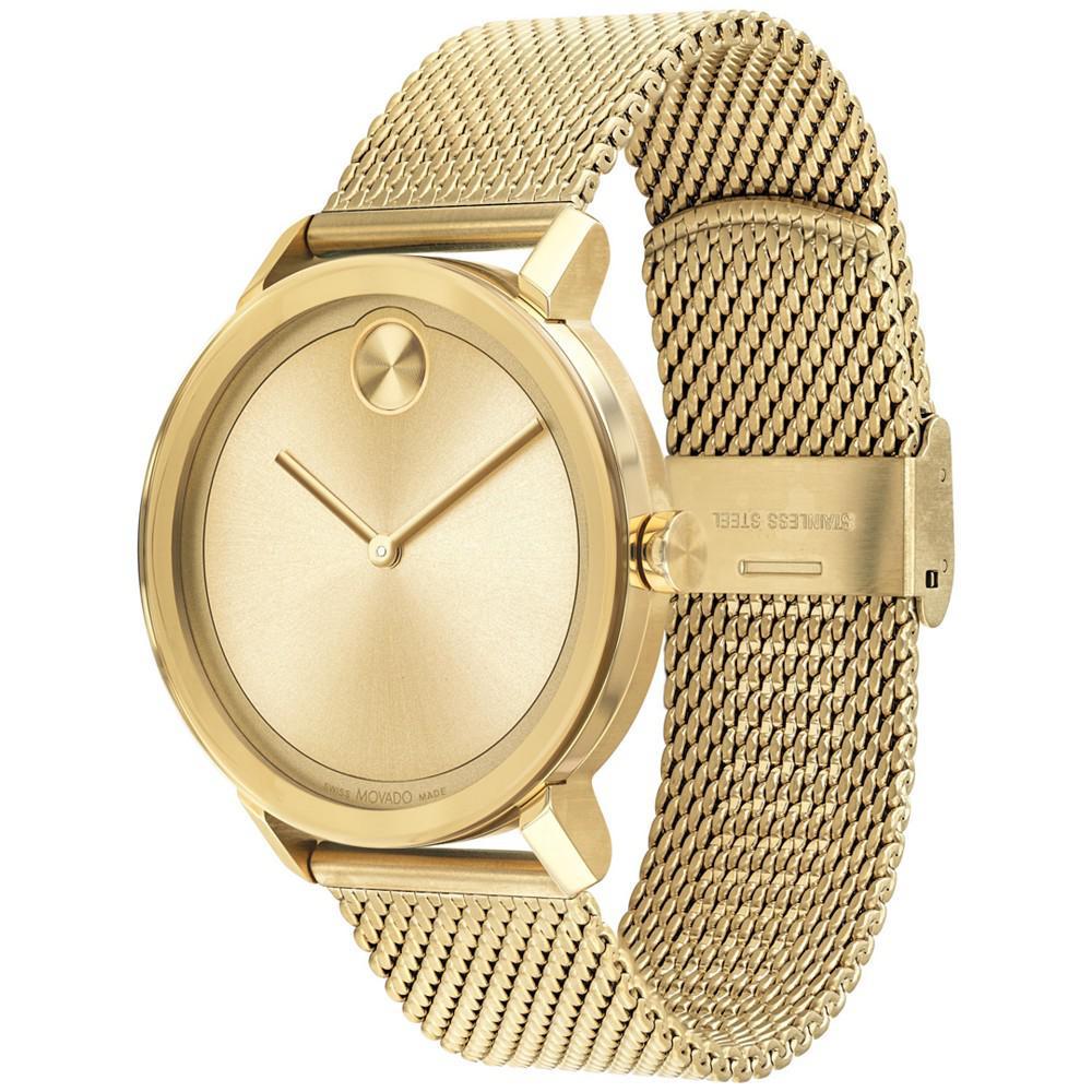 商品Movado|Men's Swiss Bold Gold-Tone Ion-Plated Stainless Steel Mesh Bracelet Watch 40mm,价格¥5198,第4张图片详细描述