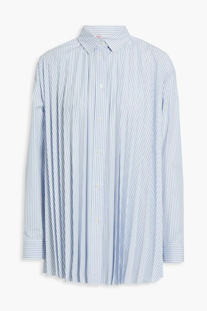 商品RED Valentino|Pleated striped cotton-blend poplin  top,价格¥1494,第1张图片