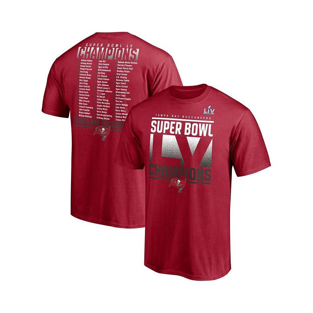 商品Fanatics|Men's Red Tampa Bay Buccaneers Super Bowl LV Champions Iconic Roster T-shirt,价格¥209,第1张图片