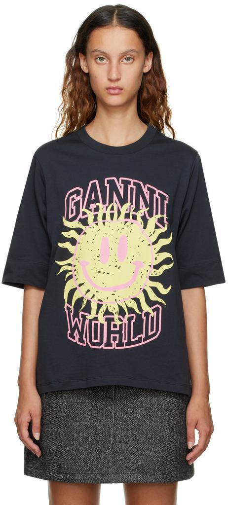 商品Ganni|Black Smiley T-Shirt,价格¥606,第1张图片