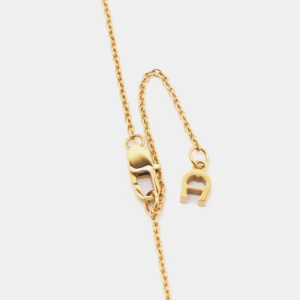 商品[二手商品] Aigner|Aigner Gold Tone Crystal Mother of Pearl A Logo Pendant Necklace,价格¥1000,第4张图片详细描述