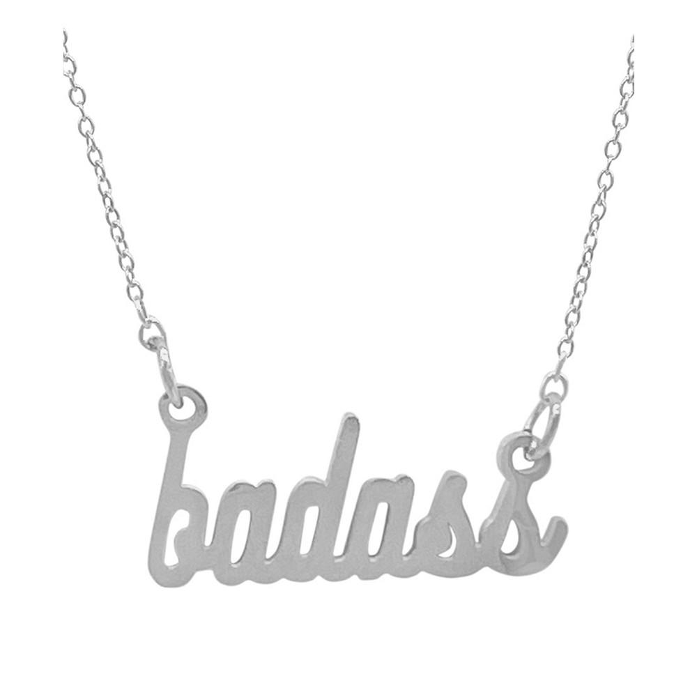 Silver Cursive Badass Necklace商品第1张图片规格展示