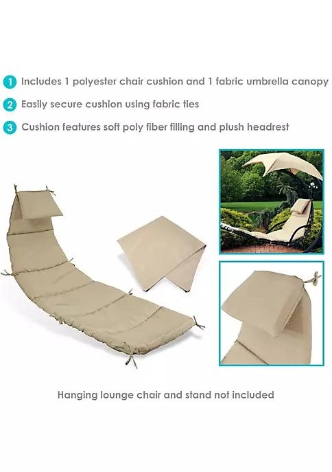 商品belk|Decor Outdoor Hanging Lounger Replacement Cushion And Umbrella   Beige,价格¥1087,第4张图片详细描述