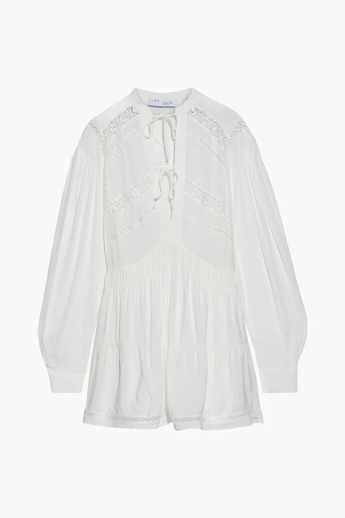 商品IRO|Pluton crochet-trimmed Swiss-dot crepe de chine mini dress,价格¥588,第3张图片详细描述