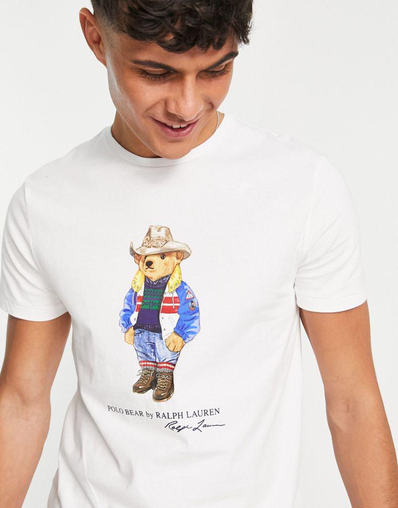 Polo Ralph Lauren sun valley bear print t-shirt custom fit in white商品第3张图片规格展示