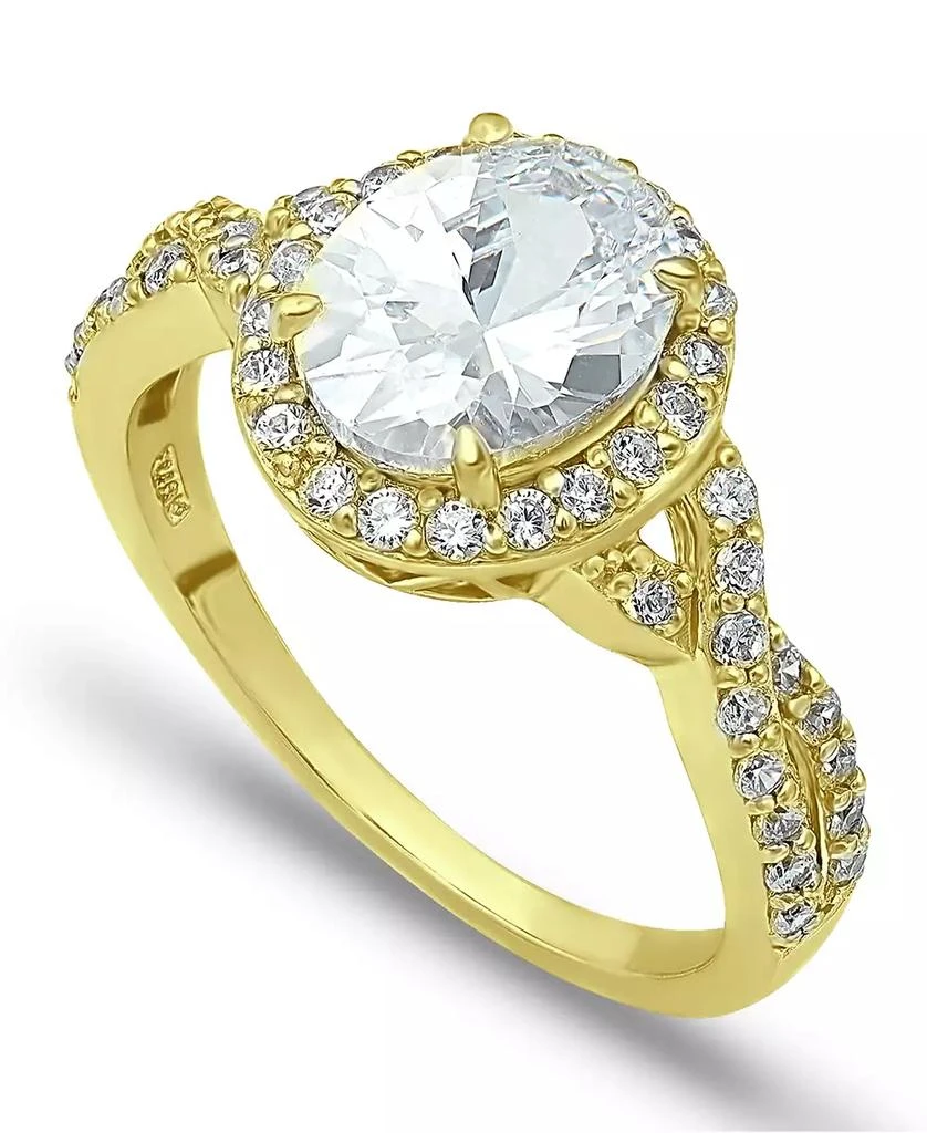 商品Macy's|Cubic Zirconia Oval Center Stone Ring in 18K Gold Plate,价格¥179,第1张图片