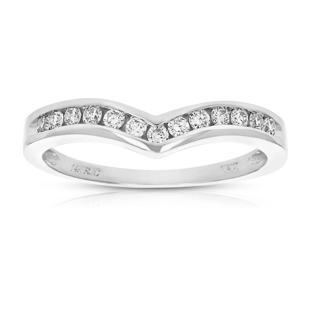 商品Vir Jewels|1/4 cttw Diamond Wedding Band for Women, V Shape Round Diamond Wedding Band in 14K Yellow Gold Channel Set,价格¥2529,第5张图片详细描述