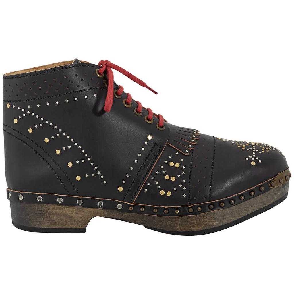 商品Burberry|Burberry Riveted Leather Clog Boots In Black, Brand Size 40,价格¥2480,第1张图片