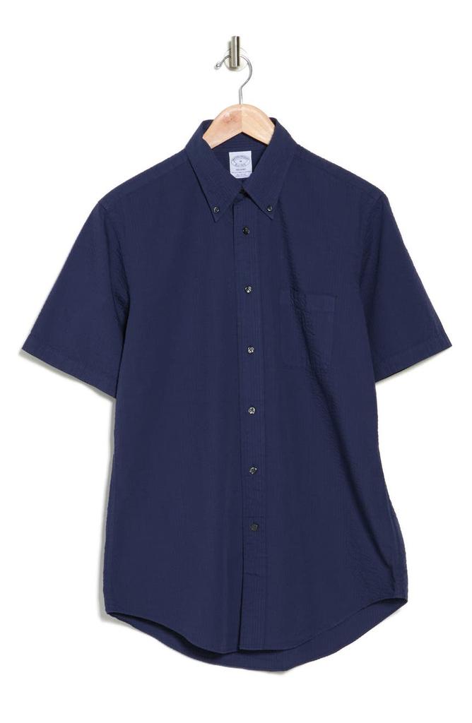 Regent Fit Short Sleeve Cotton Seersucker Shirt商品第3张图片规格展示