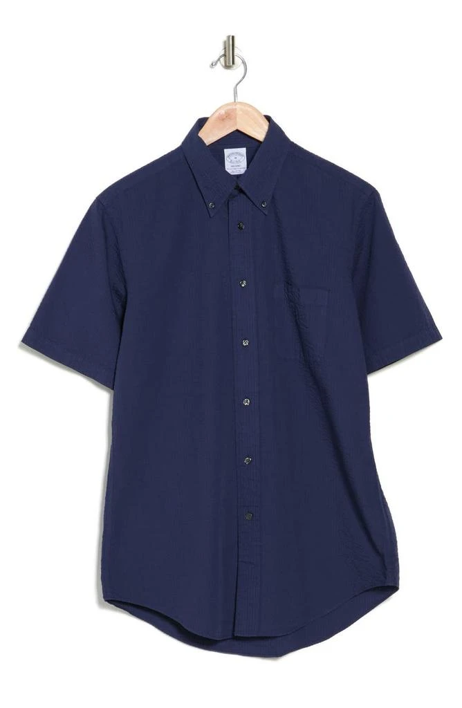 商品Brooks Brothers|Regent Fit Short Sleeve Cotton Seersucker Shirt,价格¥151,第3张图片详细描述