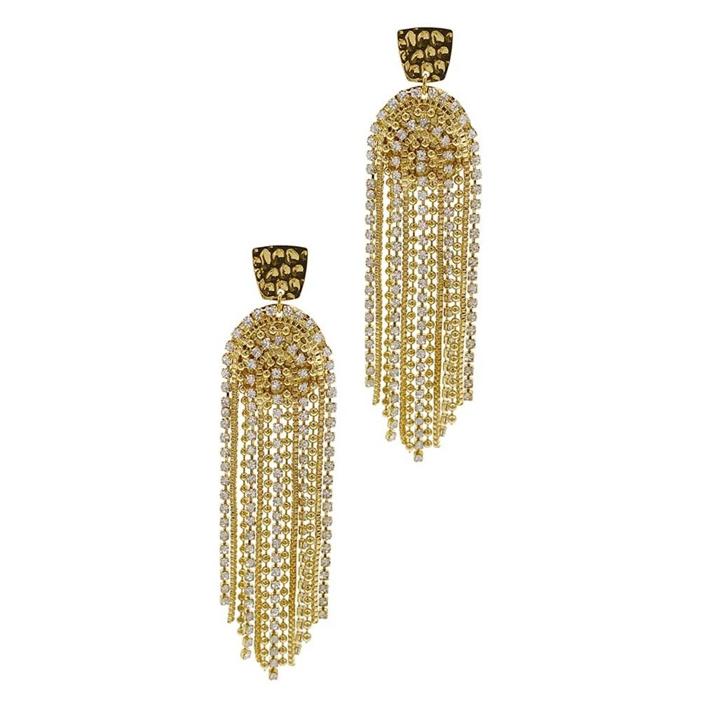 商品ADORNIA|14K Gold-Tone Plated Deco-Inspired Crystal Cascade Earrings,价格¥257,第1张图片