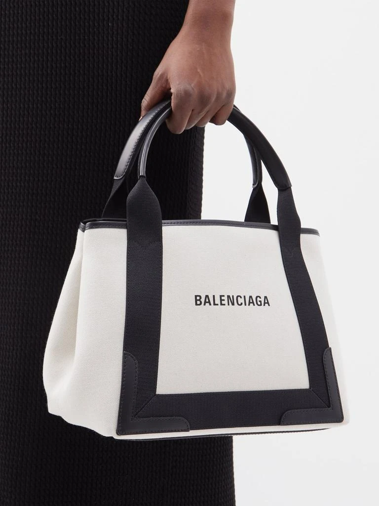商品Balenciaga|Cabas S logo-print leather-trim canvas bag,价格¥7779,第2张图片详细描述