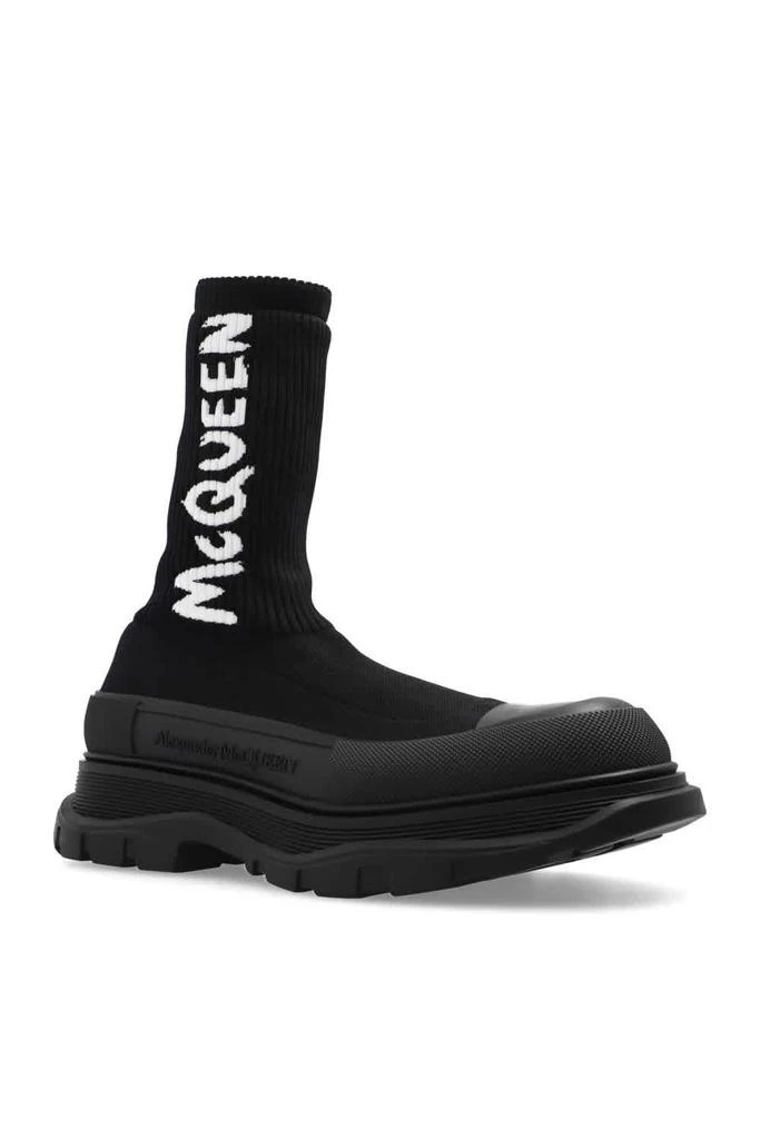 商品Alexander McQueen|Men's Graffiti Ribbed Knit Tread Slick Boots,价格¥2282,第3张图片详细描述