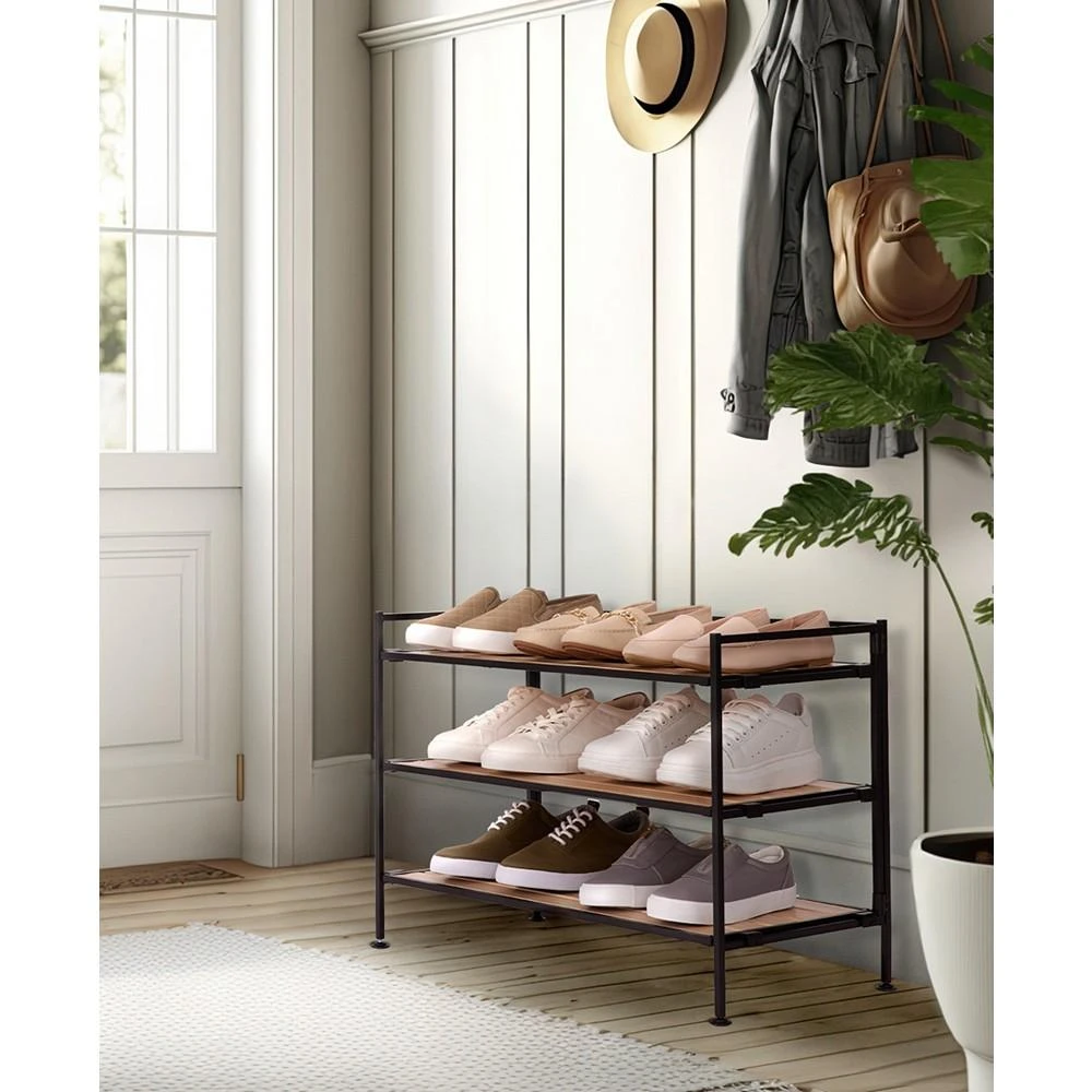 商品Seville Classics|HOME 3-Tier Stackable Wide Resin Slat Shoe Rack,价格¥348,第5张图片详细描述