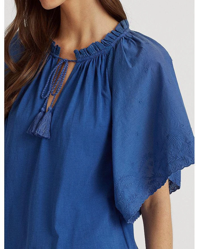 商品Ralph Lauren|Embroidered Flutter Sleeve Top,价格¥258,第4张图片详细描述