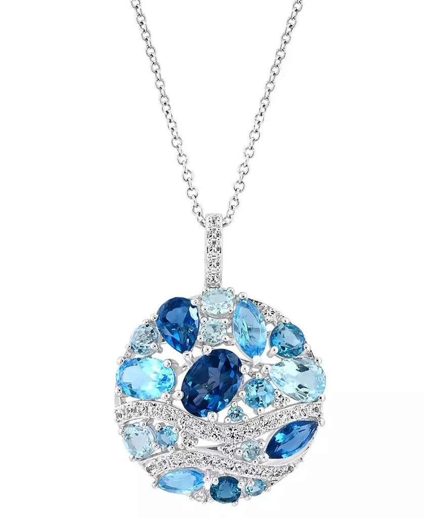 商品Effy|EFFY® Multi-Gemstone Mixed-Cut Cluster Disc 18" Pendant Necklace (5-5/8 ct. t.w.) in 14k White Gold,价格¥6661,第3张图片详细描述