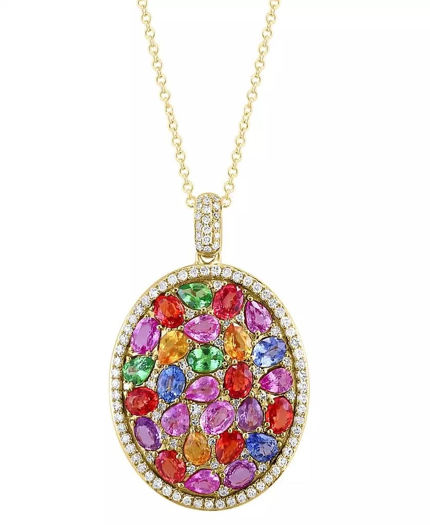 商品Effy|EFFY® Multi-Gemstone (5-7/8 ct. t.w.) & Diamond (1/2 ct. t.w.) 18" Pendant Necklace in 14k Gold,价格¥18817,第4张图片详细描述
