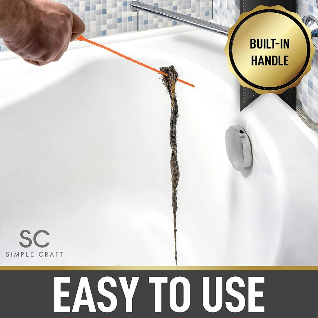 商品Zulay Kitchen|5 Pack Long Flexible Plumbing Snake Drain Clog Remover,价格¥141,第4张图片详细描述